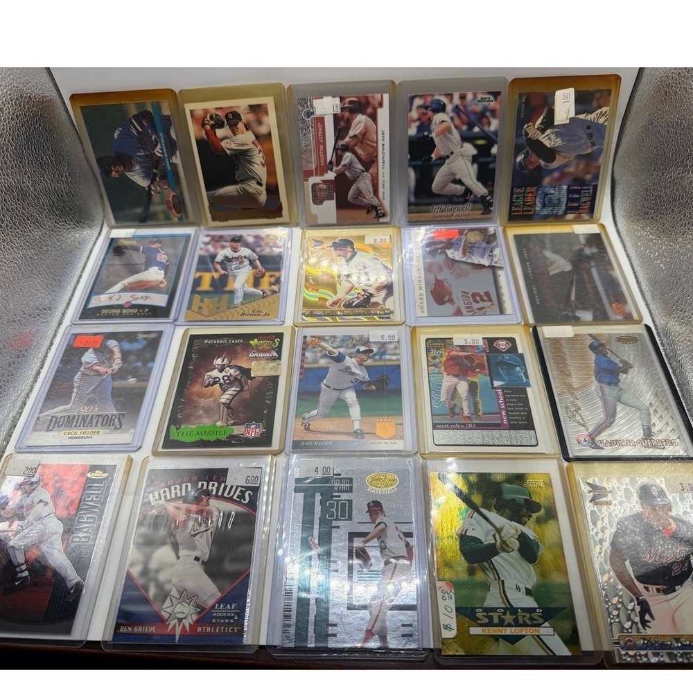 LOT 6 20-Card Baseball Lot: Bagwell x6, Prism Gold /480, Maddux, Ripken, Ryan